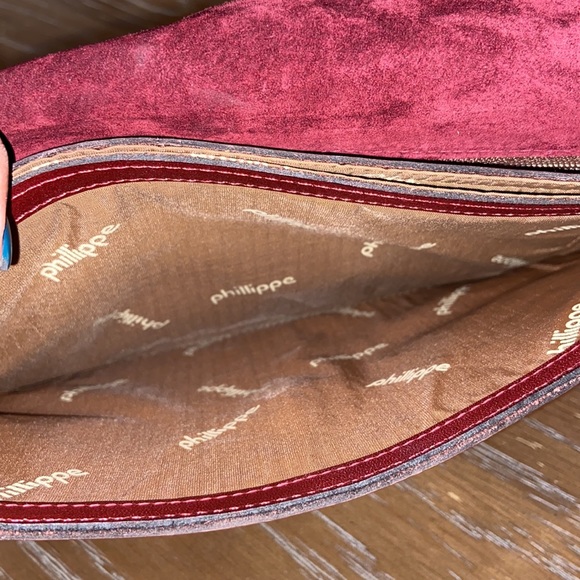 Philippe Oversized wristlet. Chocolate color with red under tone. - Picture 10 of 13